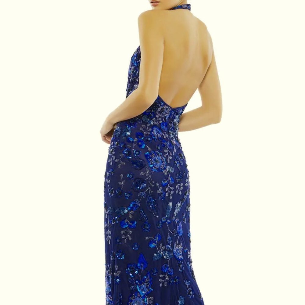 Mac Duggal Midnight Blue Embellished Maxi Dress - Picture 3 of 5